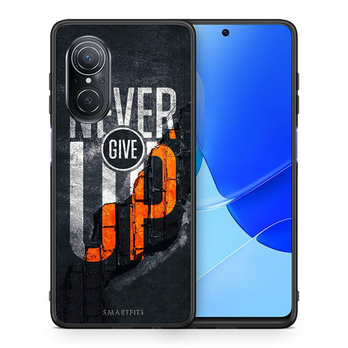 Θήκη Αγίου Βαλεντίνου Huawei Nova 9 SE Never Give Up από τη Smartfits με σχέδιο στο πίσω μέρος και μαύρο περίβλημα | Huawei Nova 9 SE Never Give Up case with colorful back and black bezels