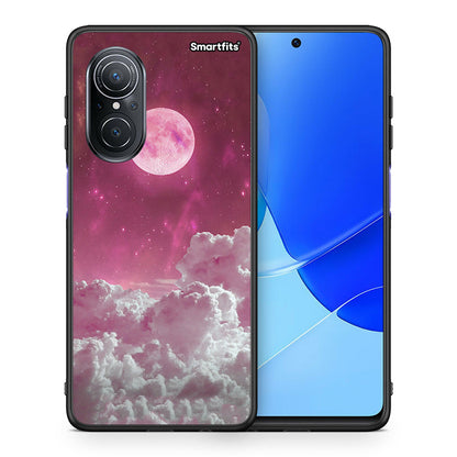Θήκη Huawei Nova 9 SE Pink Moon από τη Smartfits με σχέδιο στο πίσω μέρος και μαύρο περίβλημα | Huawei Nova 9 SE Pink Moon case with colorful back and black bezels