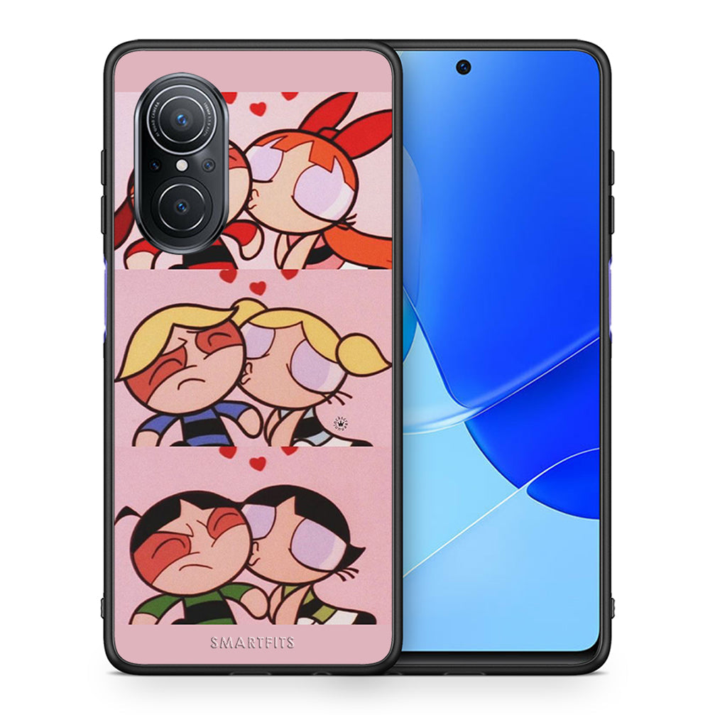 Θήκη Αγίου Βαλεντίνου Huawei Nova 9 SE Puff Love από τη Smartfits με σχέδιο στο πίσω μέρος και μαύρο περίβλημα | Huawei Nova 9 SE Puff Love case with colorful back and black bezels