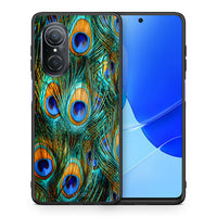 Thumbnail for Θήκη Huawei Nova 9 SE Real Peacock Feathers από τη Smartfits με σχέδιο στο πίσω μέρος και μαύρο περίβλημα | Huawei Nova 9 SE Real Peacock Feathers case with colorful back and black bezels