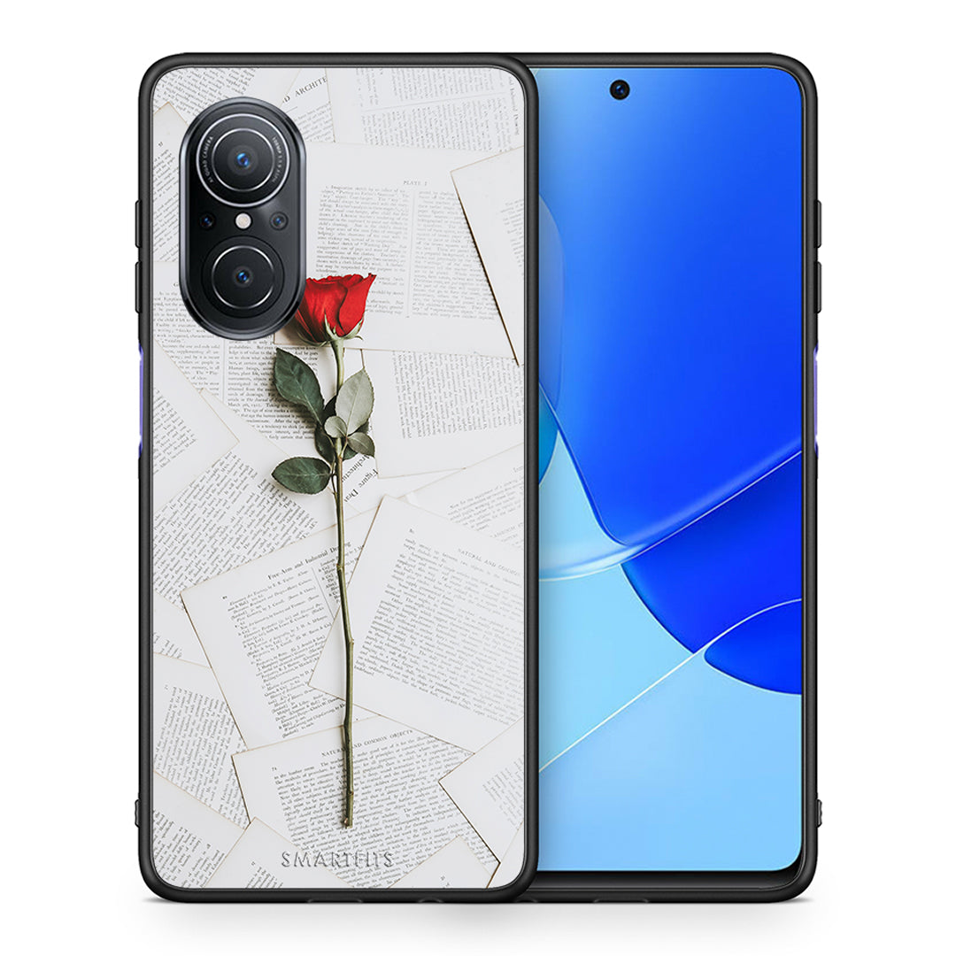 Θήκη Huawei Nova 9 SE Red Rose από τη Smartfits με σχέδιο στο πίσω μέρος και μαύρο περίβλημα | Huawei Nova 9 SE Red Rose case with colorful back and black bezels