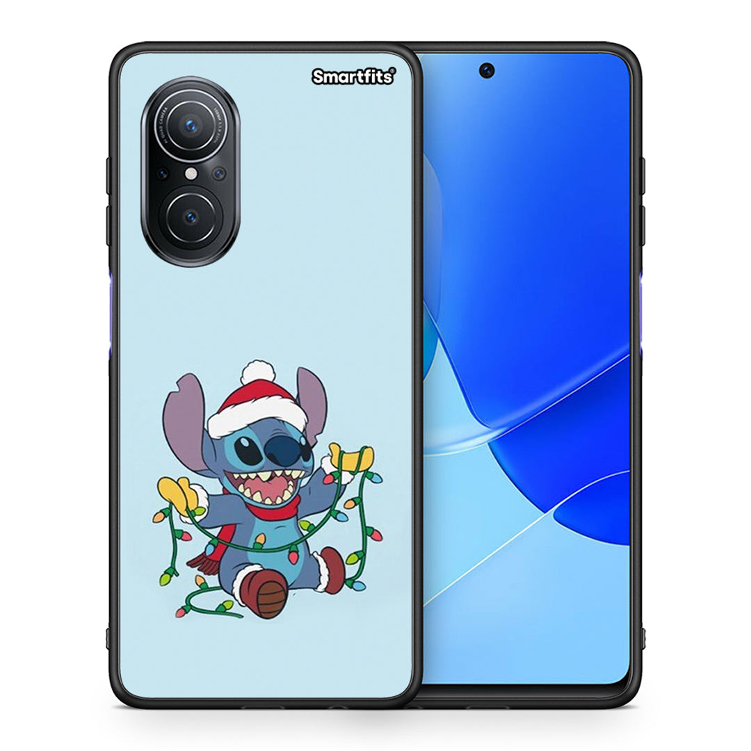 Θήκη Huawei Nova 9 SE Santa Stich από τη Smartfits με σχέδιο στο πίσω μέρος και μαύρο περίβλημα | Huawei Nova 9 SE Santa Stich case with colorful back and black bezels