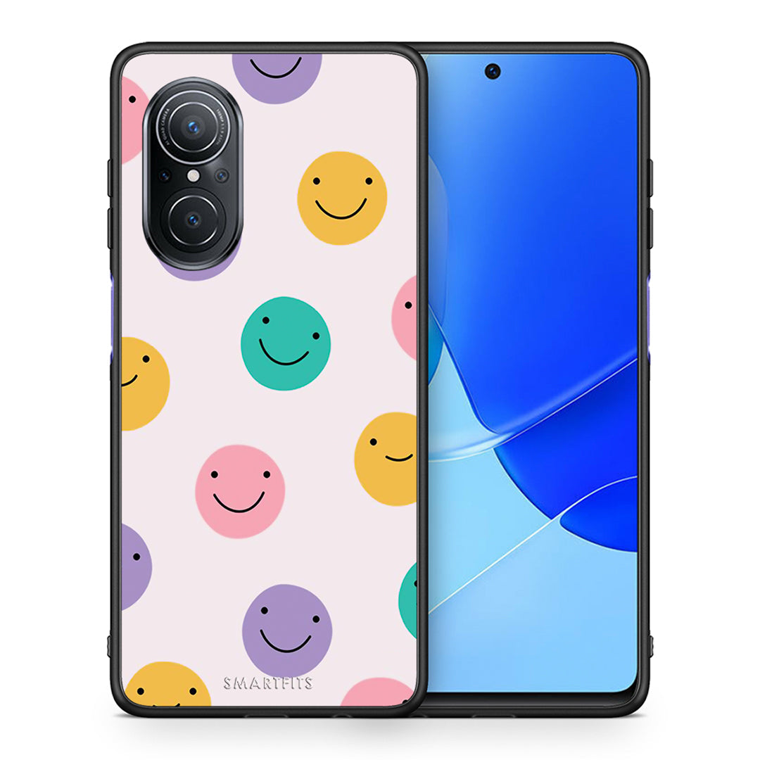Θήκη Huawei Nova 9 SE Smiley Faces από τη Smartfits με σχέδιο στο πίσω μέρος και μαύρο περίβλημα | Huawei Nova 9 SE Smiley Faces case with colorful back and black bezels