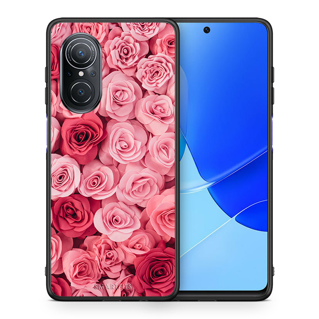 Θήκη Huawei Nova 9 SE RoseGarden Valentine από τη Smartfits με σχέδιο στο πίσω μέρος και μαύρο περίβλημα | Huawei Nova 9 SE RoseGarden Valentine case with colorful back and black bezels