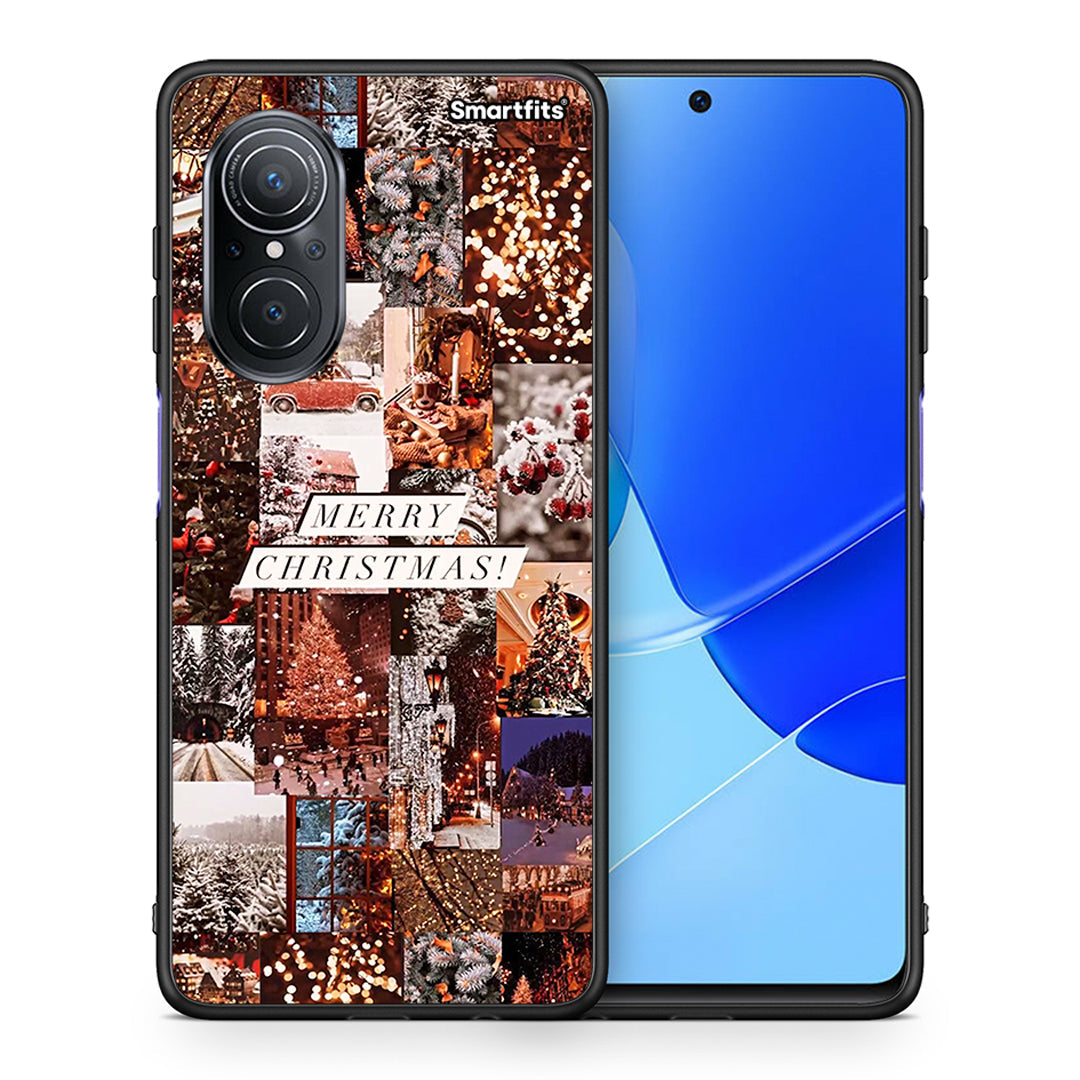 Θήκη Huawei Nova 9 SE Xmas Collage από τη Smartfits με σχέδιο στο πίσω μέρος και μαύρο περίβλημα | Huawei Nova 9 SE Xmas Collage case with colorful back and black bezels