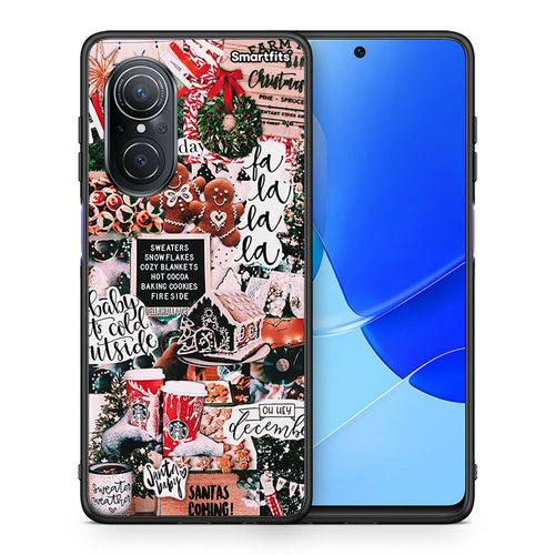 Θήκη Huawei Nova 9 SE Xmas Habbits από τη Smartfits με σχέδιο στο πίσω μέρος και μαύρο περίβλημα | Huawei Nova 9 SE Xmas Habbits case with colorful back and black bezels