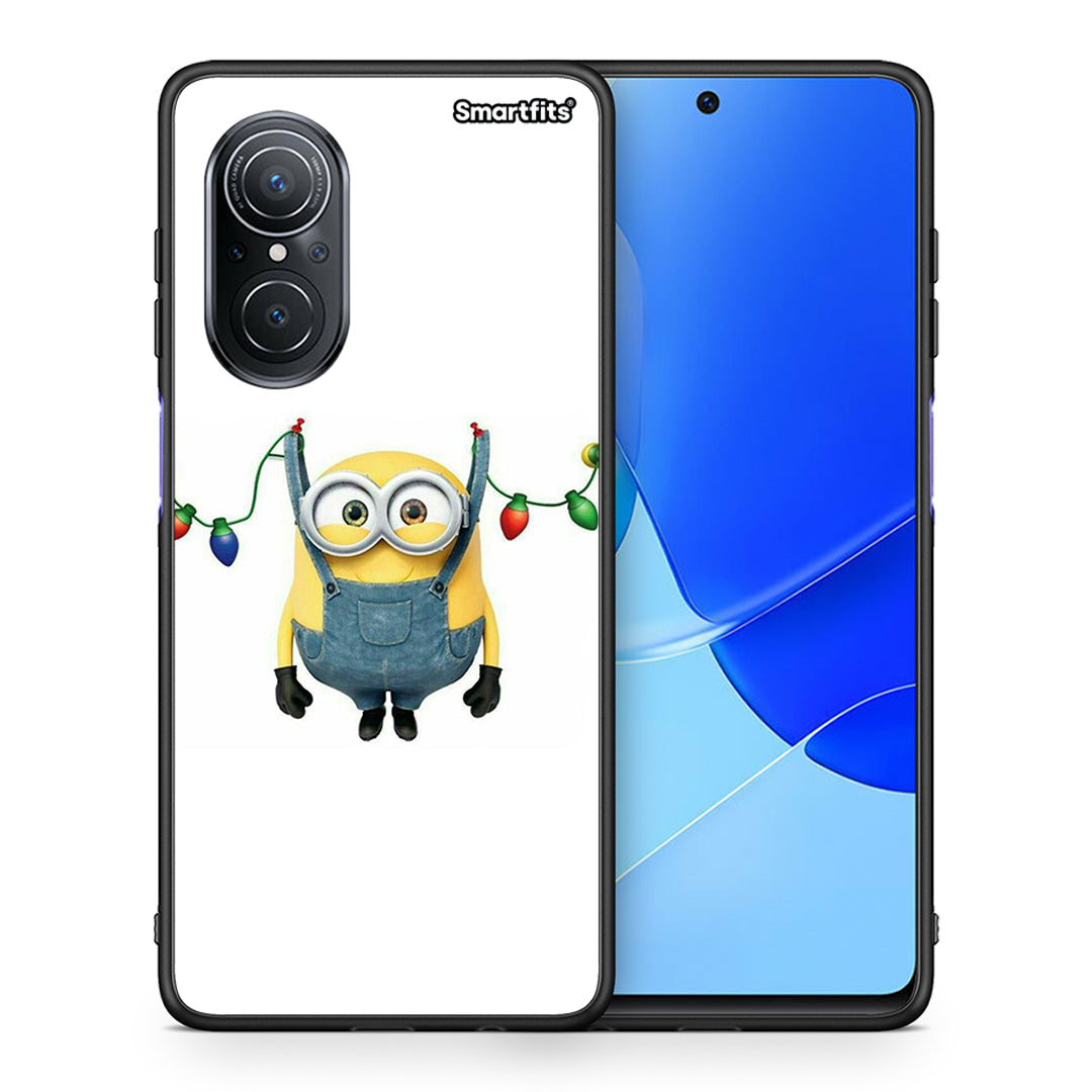 Θήκη Huawei Nova 9 SE Xmas Minion Lights από τη Smartfits με σχέδιο στο πίσω μέρος και μαύρο περίβλημα | Huawei Nova 9 SE Xmas Minion Lights case with colorful back and black bezels