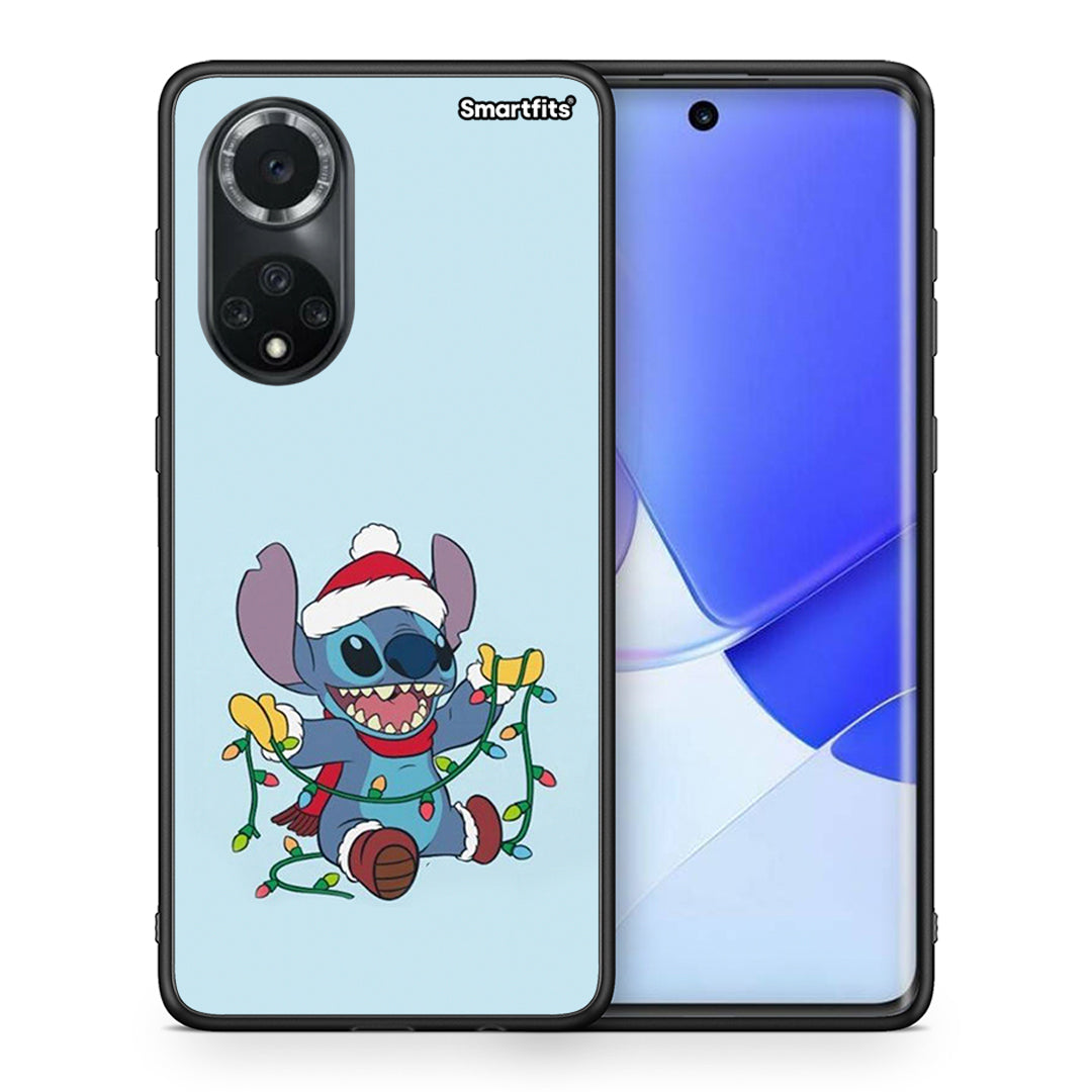 Θήκη Huawei Nova 9/Honor 50 Santa Stich από τη Smartfits με σχέδιο στο πίσω μέρος και μαύρο περίβλημα | Huawei Nova 9/Honor 50 Santa Stich case with colorful back and black bezels
