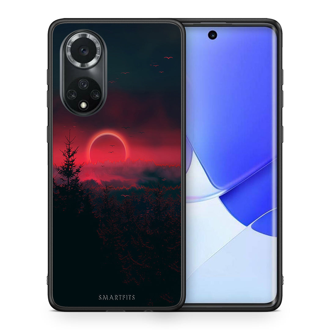 Θήκη Huawei Nova 9/Honor 50 Sunset Tropic από τη Smartfits με σχέδιο στο πίσω μέρος και μαύρο περίβλημα | Huawei Nova 9/Honor 50 Sunset Tropic case with colorful back and black bezels