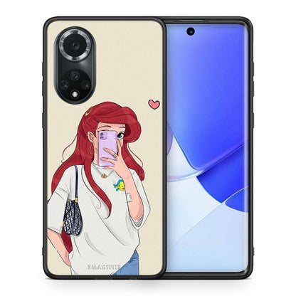 Θήκη Huawei Nova 9 / Honor 50 Walking Mermaid από τη Smartfits με σχέδιο στο πίσω μέρος και μαύρο περίβλημα | Huawei Nova 9 / Honor 50 Walking Mermaid case with colorful back and black bezels