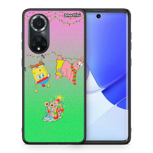 Θήκη Huawei Nova 9/Honor 50 Xmas Lights από τη Smartfits με σχέδιο στο πίσω μέρος και μαύρο περίβλημα | Huawei Nova 9/Honor 50 Xmas Lights case with colorful back and black bezels