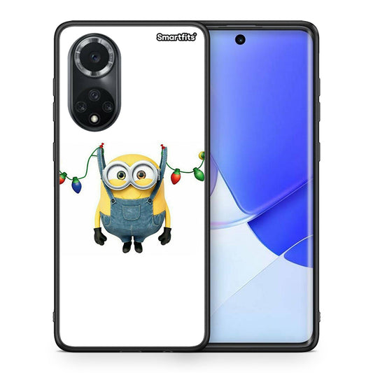 Θήκη Huawei Nova 9/Honor 50 Xmas Minion Lights από τη Smartfits με σχέδιο στο πίσω μέρος και μαύρο περίβλημα | Huawei Nova 9/Honor 50 Xmas Minion Lights case with colorful back and black bezels