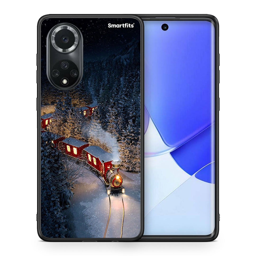 Θήκη Huawei Nova 9/Honor 50 Xmas Train από τη Smartfits με σχέδιο στο πίσω μέρος και μαύρο περίβλημα | Huawei Nova 9/Honor 50 Xmas Train case with colorful back and black bezels
