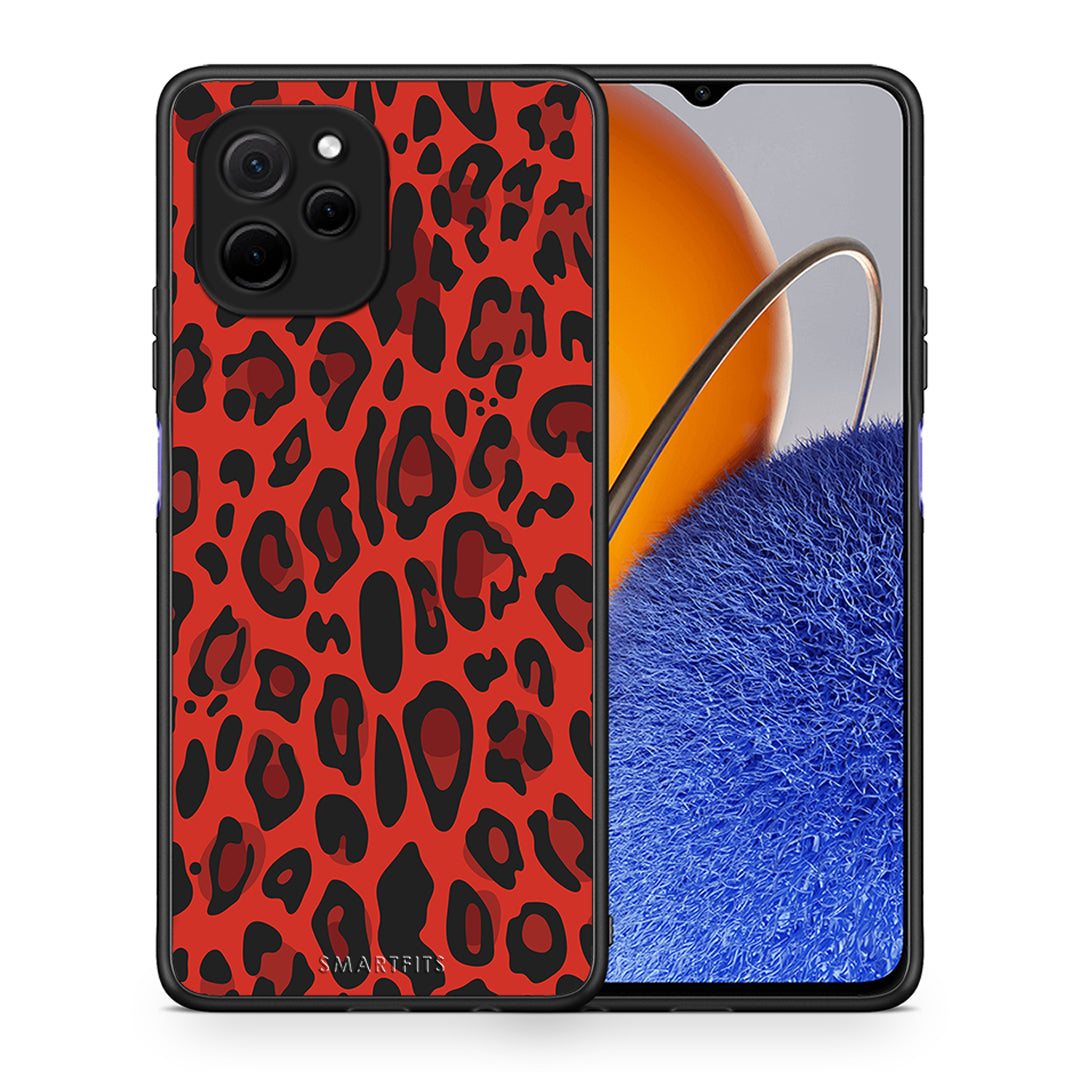Θήκη Huawei Nova Y61 Animal Red Leopard από τη Smartfits με σχέδιο στο πίσω μέρος και μαύρο περίβλημα | Huawei Nova Y61 Animal Red Leopard Case with Colorful Back and Black Bezels