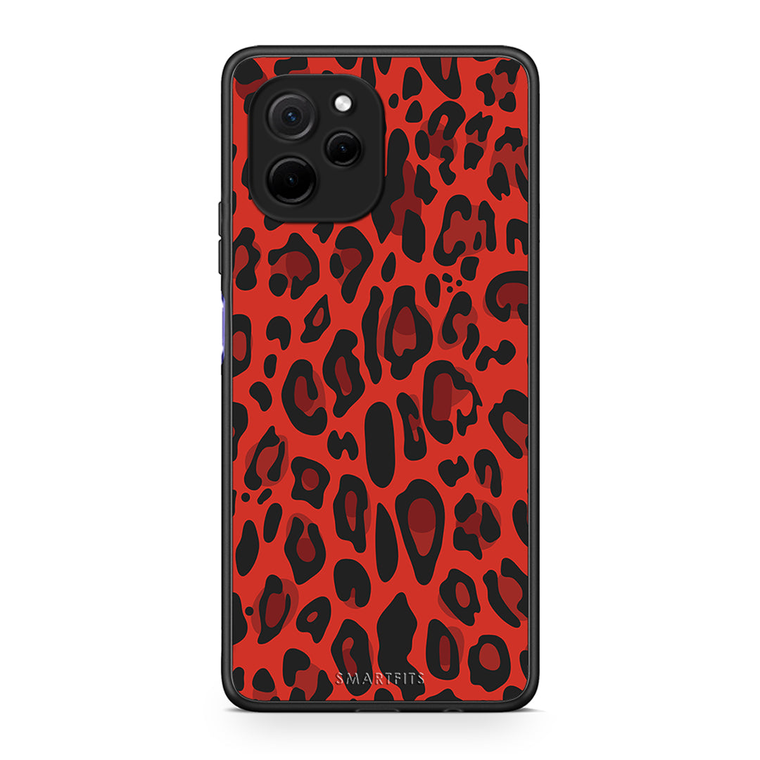 Θήκη Huawei Nova Y61 Animal Red Leopard από τη Smartfits με σχέδιο στο πίσω μέρος και μαύρο περίβλημα | Huawei Nova Y61 Animal Red Leopard Case with Colorful Back and Black Bezels