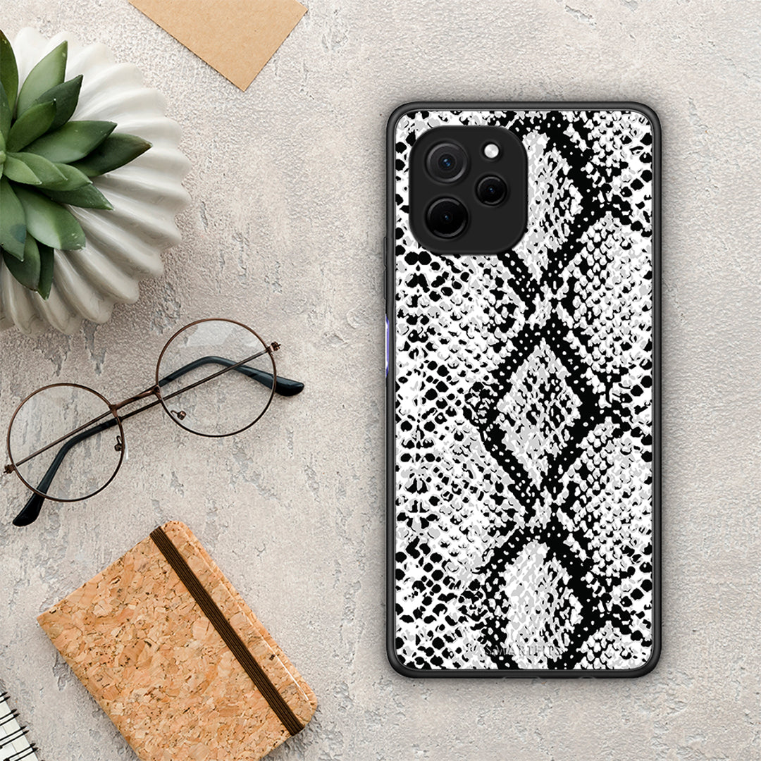 Θήκη Huawei Nova Y61 Animal White Snake από τη Smartfits με σχέδιο στο πίσω μέρος και μαύρο περίβλημα | Huawei Nova Y61 Animal White Snake Case with Colorful Back and Black Bezels