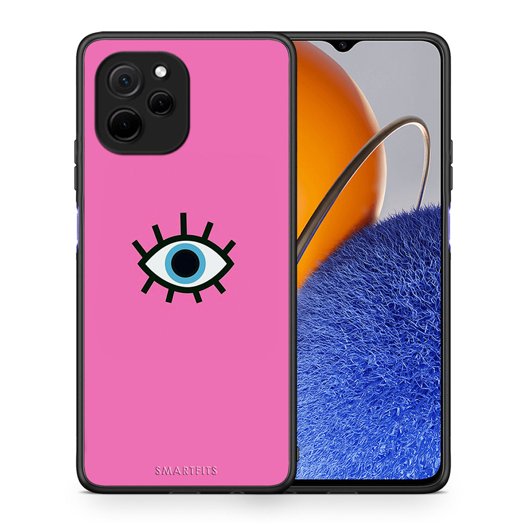 Θήκη Huawei Nova Y61 Blue Eye Pink από τη Smartfits με σχέδιο στο πίσω μέρος και μαύρο περίβλημα | Huawei Nova Y61 Blue Eye Pink Case with Colorful Back and Black Bezels