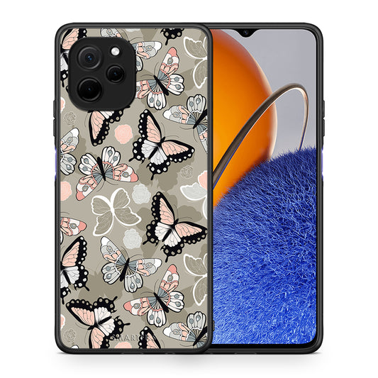 Θήκη Huawei Nova Y61 Boho Butterflies από τη Smartfits με σχέδιο στο πίσω μέρος και μαύρο περίβλημα | Huawei Nova Y61 Boho Butterflies Case with Colorful Back and Black Bezels