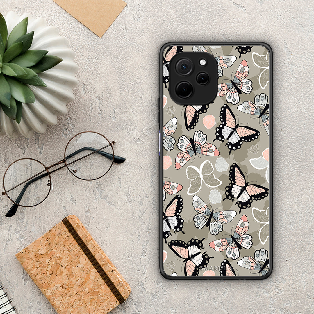 Θήκη Huawei Nova Y61 Boho Butterflies από τη Smartfits με σχέδιο στο πίσω μέρος και μαύρο περίβλημα | Huawei Nova Y61 Boho Butterflies Case with Colorful Back and Black Bezels