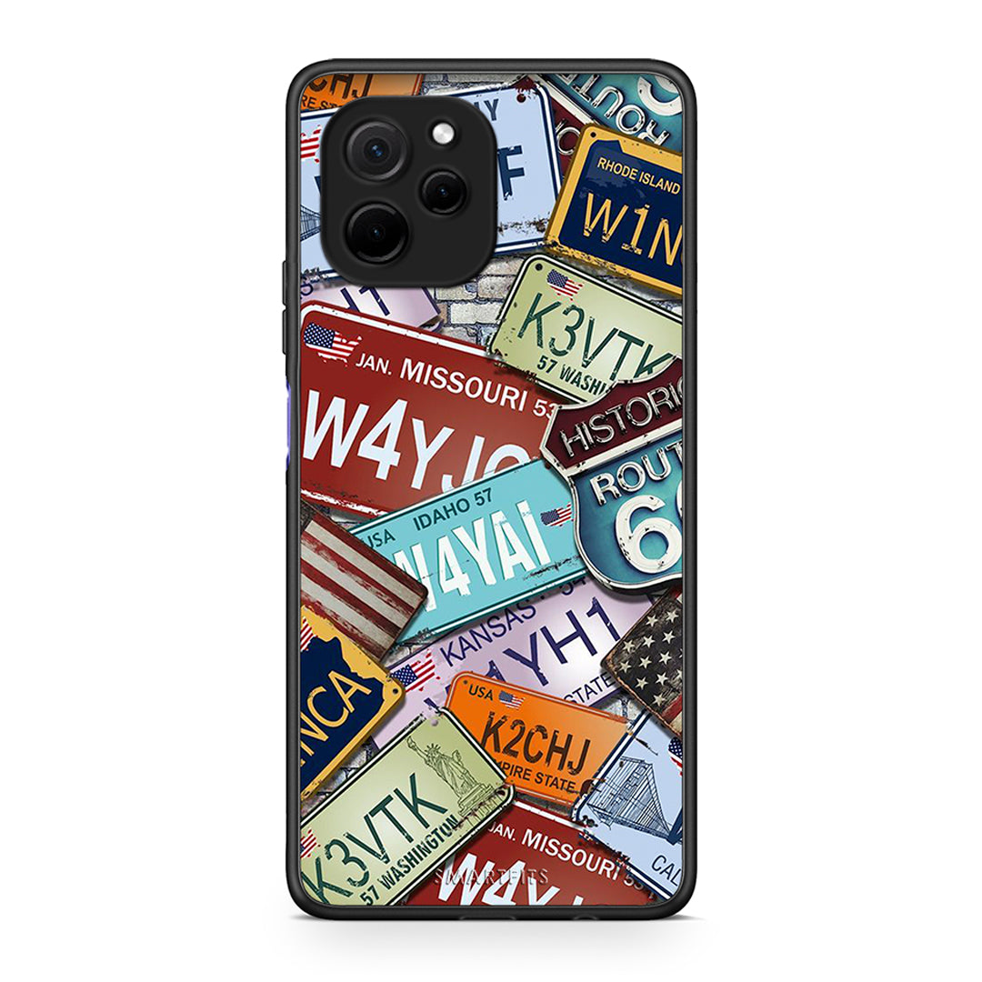 Θήκη Huawei Nova Y61 Car Plates από τη Smartfits με σχέδιο στο πίσω μέρος και μαύρο περίβλημα | Huawei Nova Y61 Car Plates Case with Colorful Back and Black Bezels
