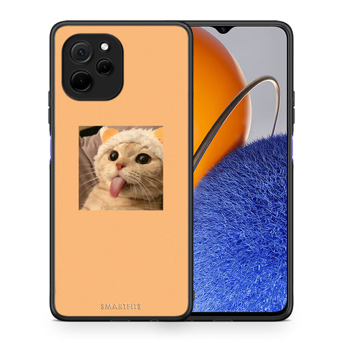 Θήκη Huawei Nova Y61 Cat Tongue από τη Smartfits με σχέδιο στο πίσω μέρος και μαύρο περίβλημα | Huawei Nova Y61 Cat Tongue Case with Colorful Back and Black Bezels