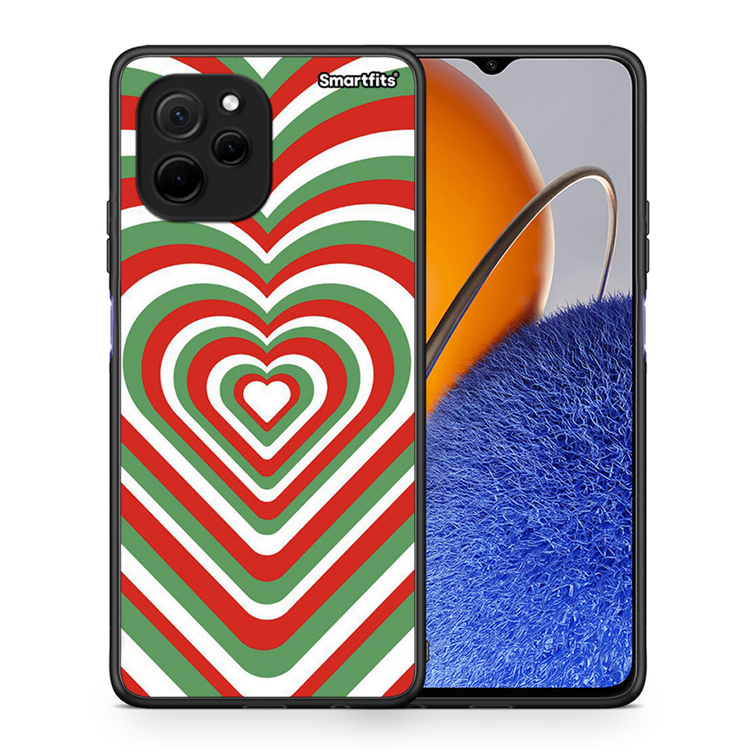 Θήκη Huawei Nova Y61 Christmas Hearts από τη Smartfits με σχέδιο στο πίσω μέρος και μαύρο περίβλημα | Huawei Nova Y61 Christmas Hearts Case with Colorful Back and Black Bezels