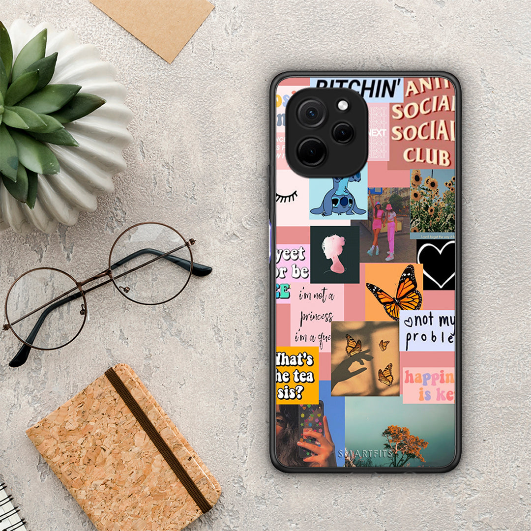 Θήκη Huawei Nova Y61 Collage Bitchin από τη Smartfits με σχέδιο στο πίσω μέρος και μαύρο περίβλημα | Huawei Nova Y61 Collage Bitchin Case with Colorful Back and Black Bezels