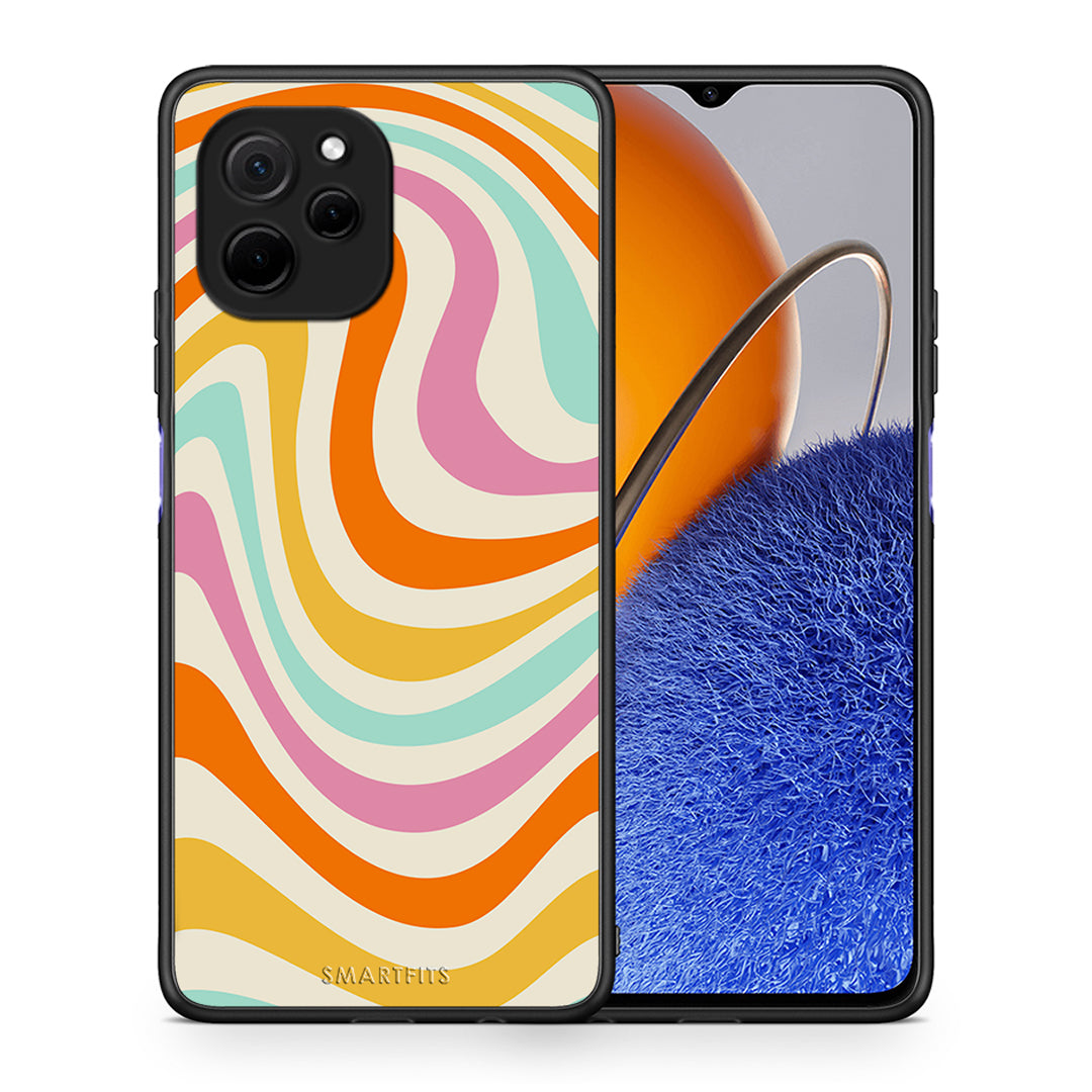 Θήκη Huawei Nova Y61 Colourful Waves από τη Smartfits με σχέδιο στο πίσω μέρος και μαύρο περίβλημα | Huawei Nova Y61 Colourful Waves Case with Colorful Back and Black Bezels