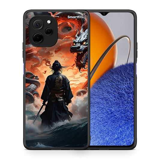 Θήκη Huawei Nova Y61 Dragons Fight από τη Smartfits με σχέδιο στο πίσω μέρος και μαύρο περίβλημα | Huawei Nova Y61 Dragons Fight Case with Colorful Back and Black Bezels