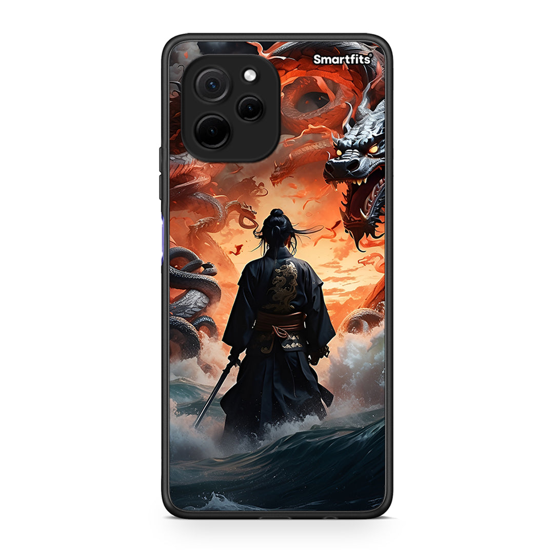 Θήκη Huawei Nova Y61 Dragons Fight από τη Smartfits με σχέδιο στο πίσω μέρος και μαύρο περίβλημα | Huawei Nova Y61 Dragons Fight Case with Colorful Back and Black Bezels