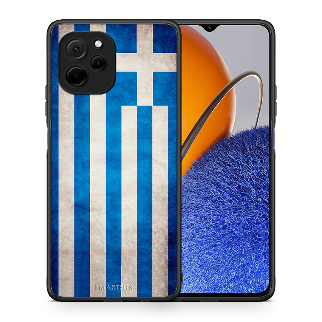 Θήκη Huawei Nova Y61 Flag Greek από τη Smartfits με σχέδιο στο πίσω μέρος και μαύρο περίβλημα | Huawei Nova Y61 Flag Greek Case with Colorful Back and Black Bezels