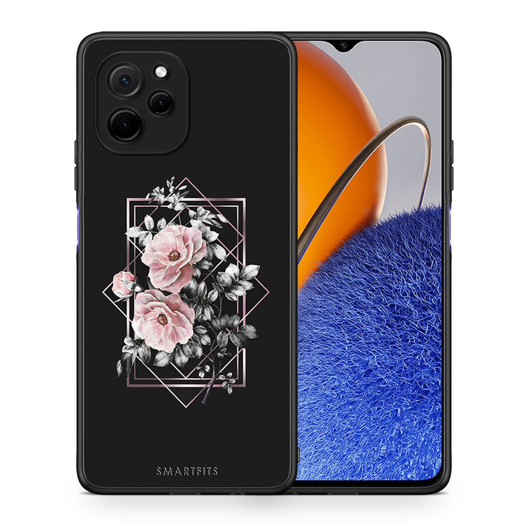 Θήκη Huawei Nova Y61 Flower Frame από τη Smartfits με σχέδιο στο πίσω μέρος και μαύρο περίβλημα | Huawei Nova Y61 Flower Frame Case with Colorful Back and Black Bezels
