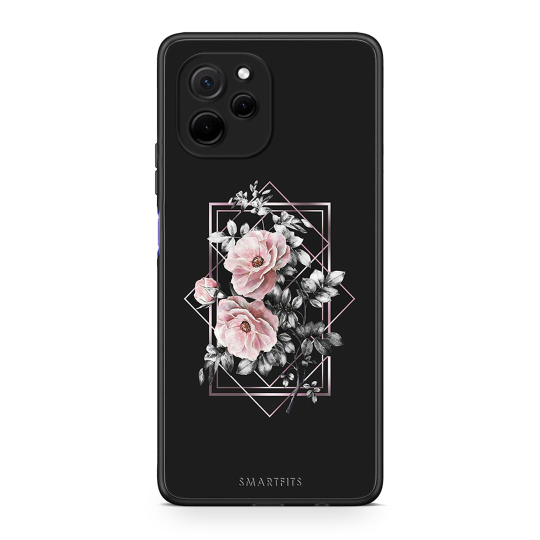 Θήκη Huawei Nova Y61 Flower Frame από τη Smartfits με σχέδιο στο πίσω μέρος και μαύρο περίβλημα | Huawei Nova Y61 Flower Frame Case with Colorful Back and Black Bezels