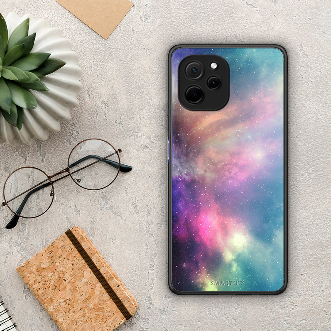 Θήκη Huawei Nova Y61 Galactic Rainbow από τη Smartfits με σχέδιο στο πίσω μέρος και μαύρο περίβλημα | Huawei Nova Y61 Galactic Rainbow Case with Colorful Back and Black Bezels
