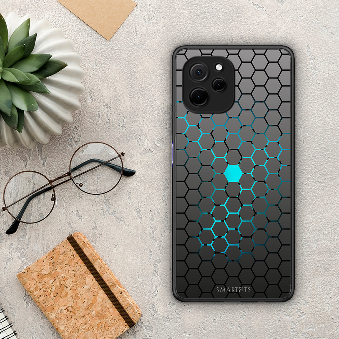 Θήκη Huawei Nova Y61 Geometric Hexagonal από τη Smartfits με σχέδιο στο πίσω μέρος και μαύρο περίβλημα | Huawei Nova Y61 Geometric Hexagonal Case with Colorful Back and Black Bezels
