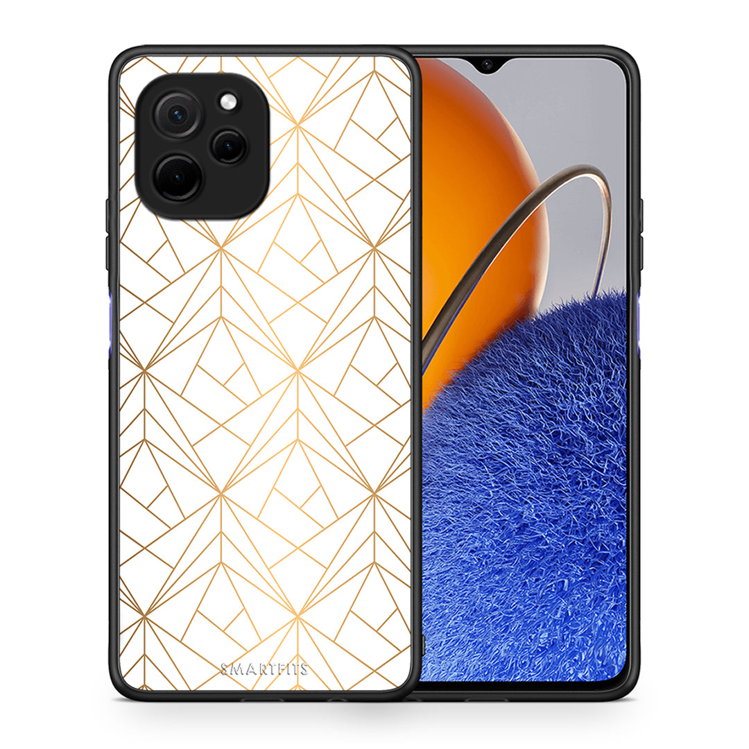 Θήκη Huawei Nova Y61 Geometric Luxury White από τη Smartfits με σχέδιο στο πίσω μέρος και μαύρο περίβλημα | Huawei Nova Y61 Geometric Luxury White Case with Colorful Back and Black Bezels