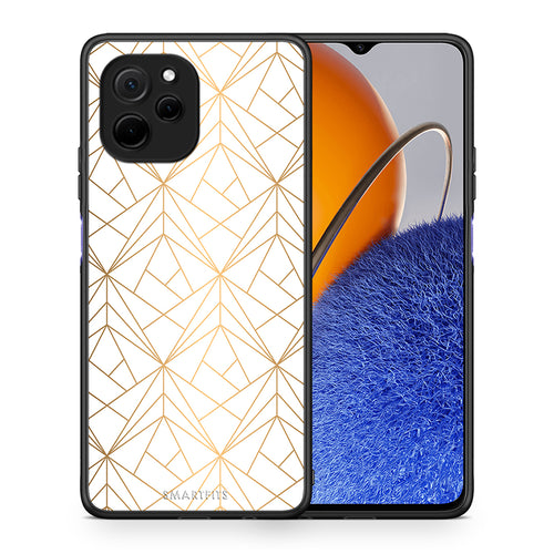 Θήκη Huawei Nova Y61 Geometric Luxury White από τη Smartfits με σχέδιο στο πίσω μέρος και μαύρο περίβλημα | Huawei Nova Y61 Geometric Luxury White Case with Colorful Back and Black Bezels