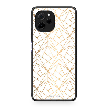 Θήκη Huawei Nova Y61 Geometric Luxury White από τη Smartfits με σχέδιο στο πίσω μέρος και μαύρο περίβλημα | Huawei Nova Y61 Geometric Luxury White Case with Colorful Back and Black Bezels