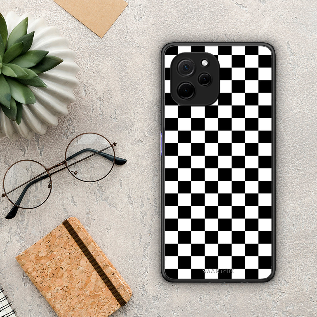 Θήκη Huawei Nova Y61 Geometric Squares από τη Smartfits με σχέδιο στο πίσω μέρος και μαύρο περίβλημα | Huawei Nova Y61 Geometric Squares Case with Colorful Back and Black Bezels