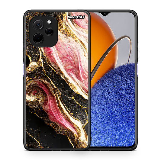 Θήκη Huawei Nova Y61 Glamorous Pink Marble από τη Smartfits με σχέδιο στο πίσω μέρος και μαύρο περίβλημα | Huawei Nova Y61 Glamorous Pink Marble Case with Colorful Back and Black Bezels