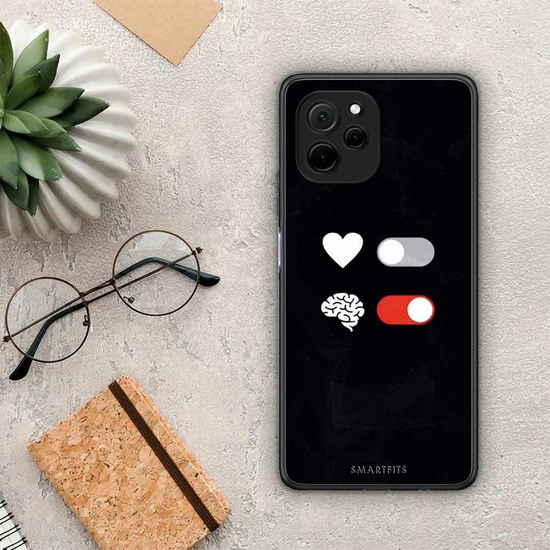 Θήκη Huawei Nova Y61 Heart Vs Brain από τη Smartfits με σχέδιο στο πίσω μέρος και μαύρο περίβλημα | Huawei Nova Y61 Heart Vs Brain Case with Colorful Back and Black Bezels