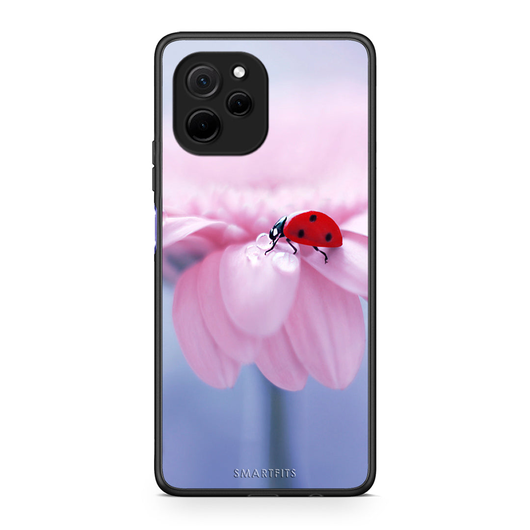 Θήκη Huawei Nova Y61 Ladybug Flower από τη Smartfits με σχέδιο στο πίσω μέρος και μαύρο περίβλημα | Huawei Nova Y61 Ladybug Flower Case with Colorful Back and Black Bezels