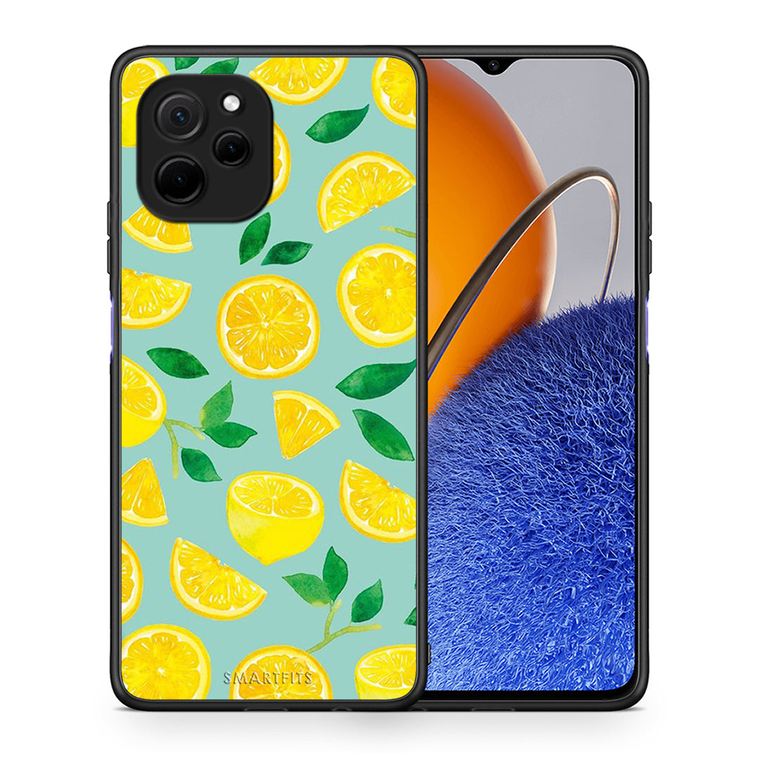 Θήκη Huawei Nova Y61 Lemons από τη Smartfits με σχέδιο στο πίσω μέρος και μαύρο περίβλημα | Huawei Nova Y61 Lemons Case with Colorful Back and Black Bezels