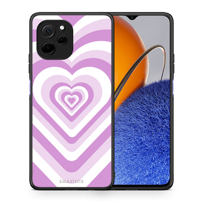 Θήκη Huawei Nova Y61 Lilac Hearts από τη Smartfits με σχέδιο στο πίσω μέρος και μαύρο περίβλημα | Huawei Nova Y61 Lilac Hearts Case with Colorful Back and Black Bezels