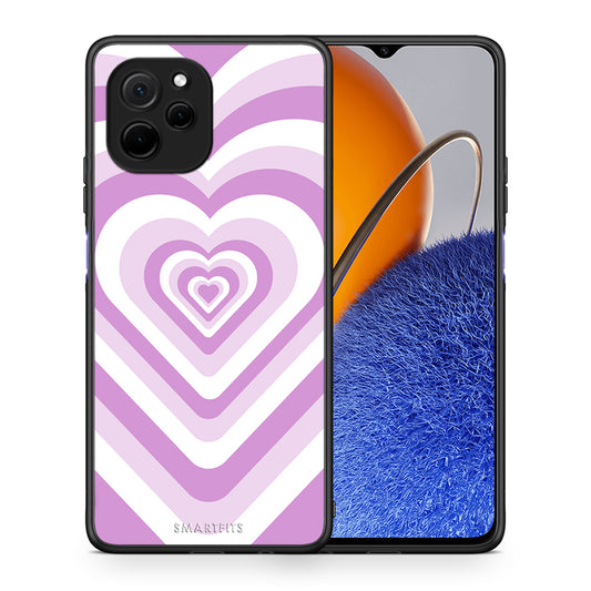Θήκη Huawei Nova Y61 Lilac Hearts από τη Smartfits με σχέδιο στο πίσω μέρος και μαύρο περίβλημα | Huawei Nova Y61 Lilac Hearts Case with Colorful Back and Black Bezels