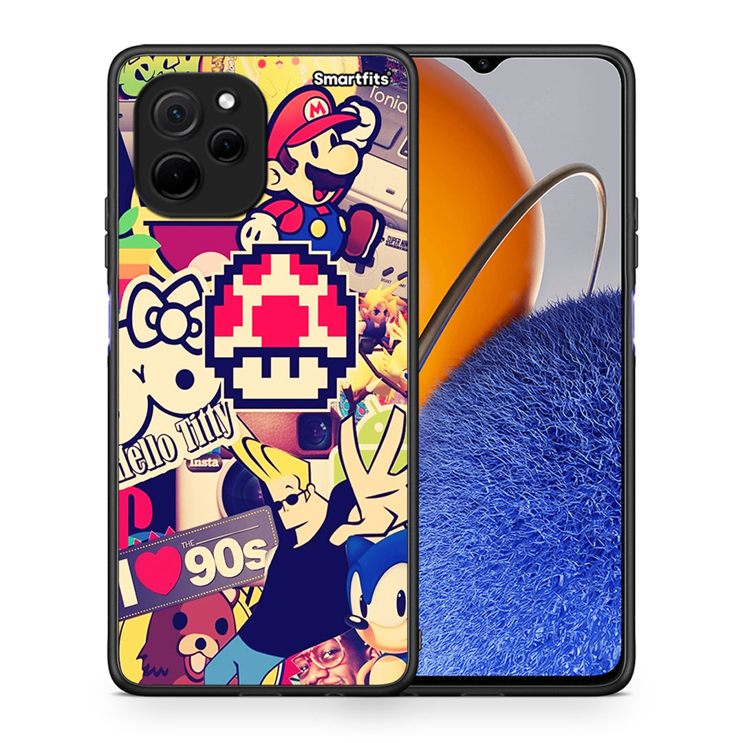 Θήκη Huawei Nova Y61 Love The 90s από τη Smartfits με σχέδιο στο πίσω μέρος και μαύρο περίβλημα | Huawei Nova Y61 Love The 90s Case with Colorful Back and Black Bezels