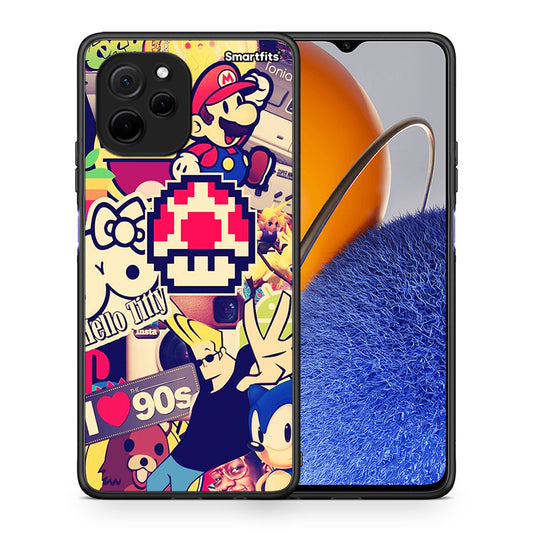 Θήκη Huawei Nova Y61 Love The 90s από τη Smartfits με σχέδιο στο πίσω μέρος και μαύρο περίβλημα | Huawei Nova Y61 Love The 90s Case with Colorful Back and Black Bezels