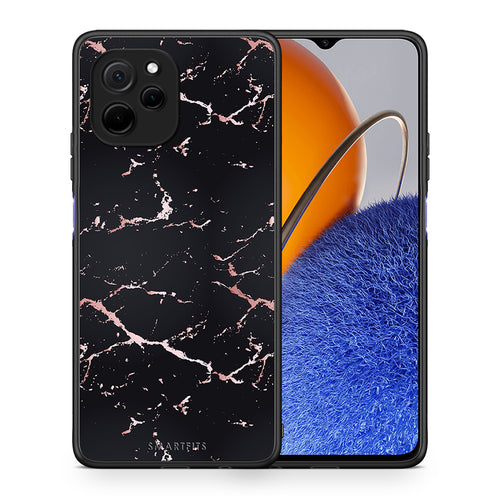 Θήκη Huawei Nova Y61 Marble Black Rosegold από τη Smartfits με σχέδιο στο πίσω μέρος και μαύρο περίβλημα | Huawei Nova Y61 Marble Black Rosegold Case with Colorful Back and Black Bezels