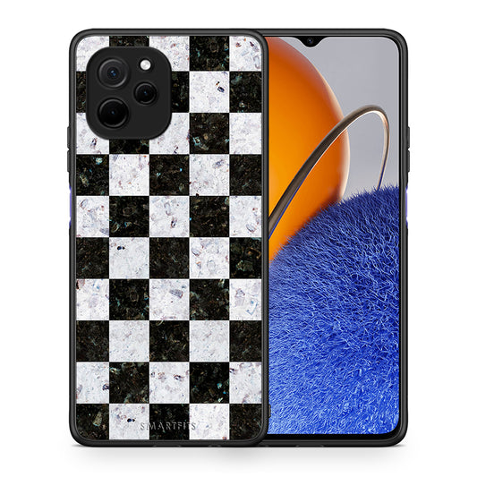 Θήκη Huawei Nova Y61 Marble Square Geometric από τη Smartfits με σχέδιο στο πίσω μέρος και μαύρο περίβλημα | Huawei Nova Y61 Marble Square Geometric Case with Colorful Back and Black Bezels