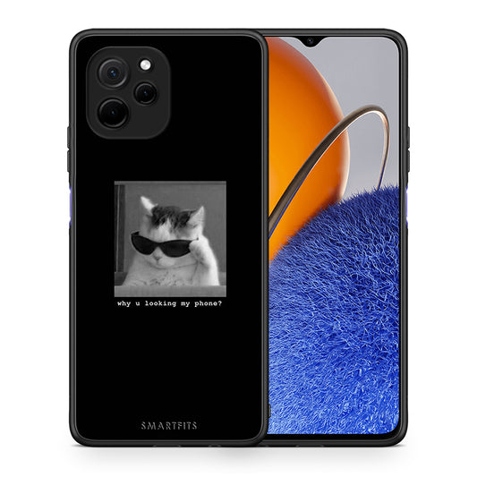 Θήκη Huawei Nova Y61 Meme Cat από τη Smartfits με σχέδιο στο πίσω μέρος και μαύρο περίβλημα | Huawei Nova Y61 Meme Cat Case with Colorful Back and Black Bezels